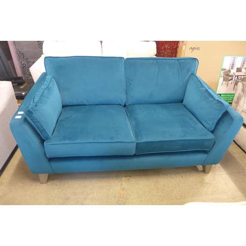 1532 - A Barker and Stonehouse teal velvet two seater sofa RRP £1035