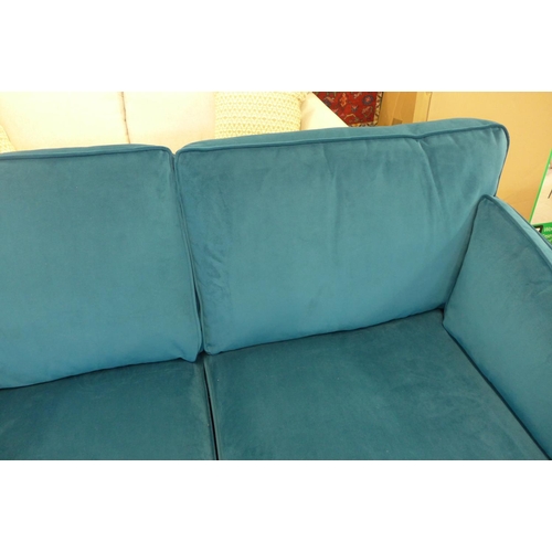 1532 - A Barker and Stonehouse teal velvet two seater sofa RRP £1035