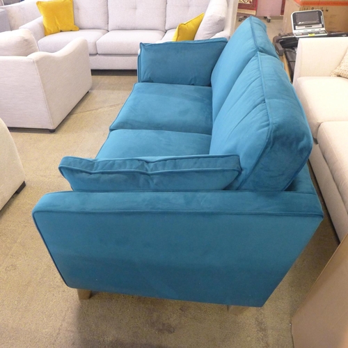 1532 - A Barker and Stonehouse teal velvet two seater sofa RRP £1035