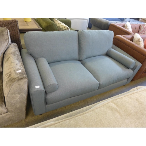 1534 - A duck egg blue upholstered three seater sifa