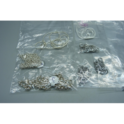 1016 - Ten new silver chains, various lengths