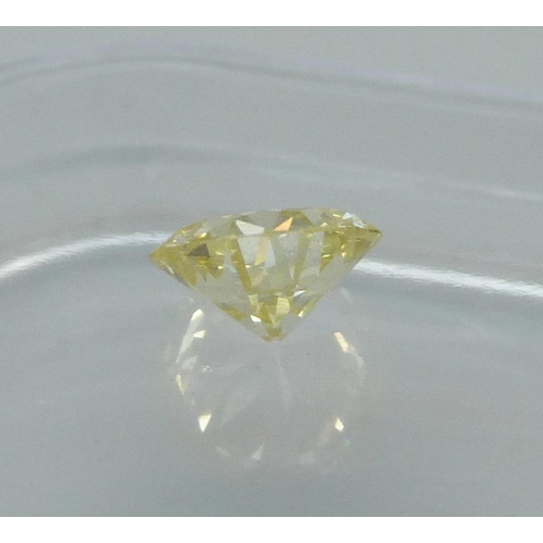 1021 - An unmounted diamond with AnchorCert Gem Lab diamond report, 1.36 carat weight, round brilliant fanc... 