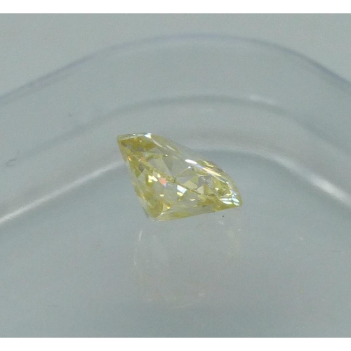 1021 - An unmounted diamond with AnchorCert Gem Lab diamond report, 1.36 carat weight, round brilliant fanc... 