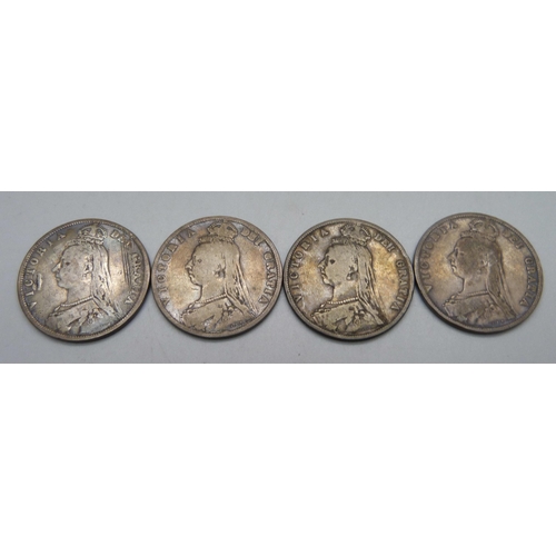 1034 - Four Victorian silver half-crowns, 54.6g