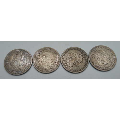 1034 - Four Victorian silver half-crowns, 54.6g