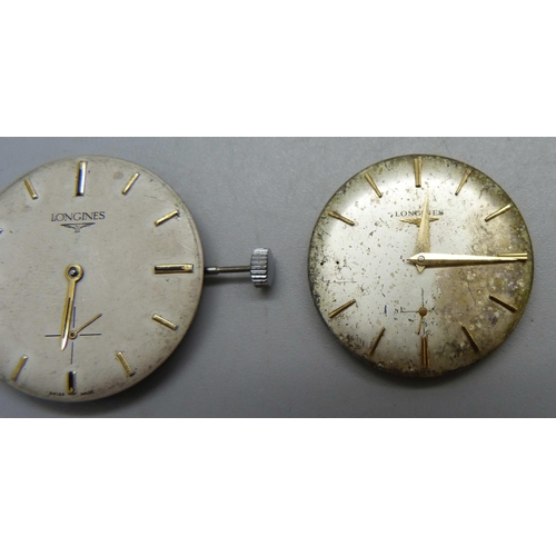 1052 - Two gentleman's Longines wristwatch movements