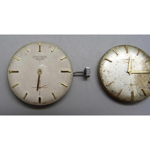 1052 - Two gentleman's Longines wristwatch movements