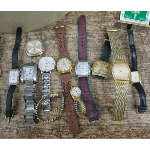 1056 - A collection of wristwatches, hip flask, card case and a boxed Wahid & Co. hat