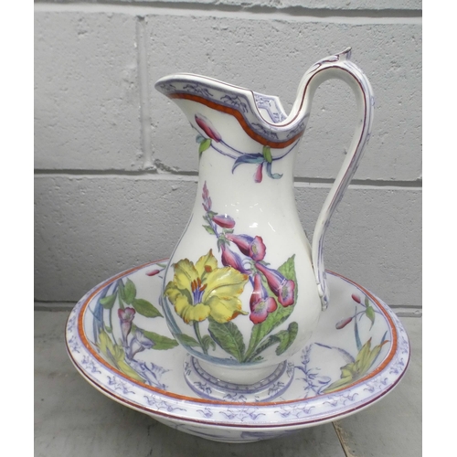 1087 - A Lily pattern water jug and bowl **PLEASE NOTE THIS LOT IS NOT ELIGIBLE FOR POSTING AND PACKING**