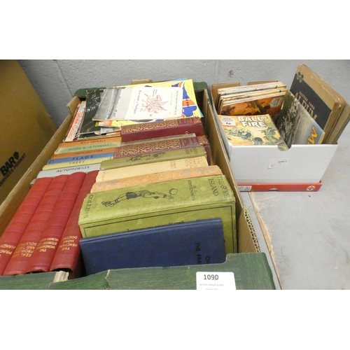 1090 - Two boxes of Warne books on various subjects, Fleetway Library, War, Battle Picture Library books an... 