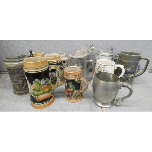 1093 - A collection of thirteen tankards and steins **PLEASE NOTE THIS LOT IS NOT ELIGIBLE FOR POSTING AND ... 