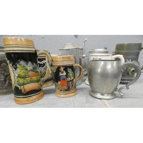 1093 - A collection of thirteen tankards and steins **PLEASE NOTE THIS LOT IS NOT ELIGIBLE FOR POSTING AND ... 