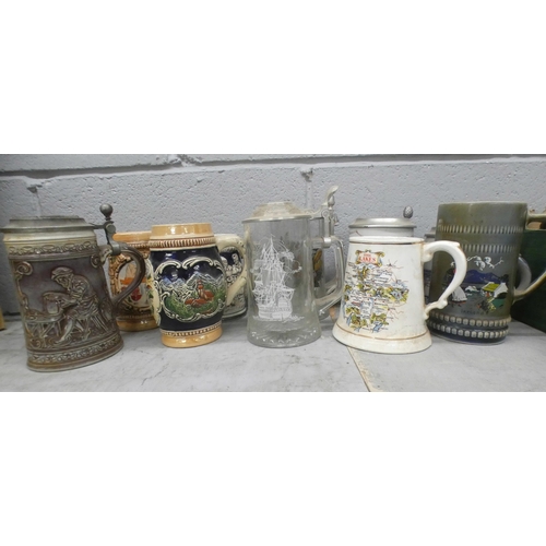 1093 - A collection of thirteen tankards and steins **PLEASE NOTE THIS LOT IS NOT ELIGIBLE FOR POSTING AND ... 