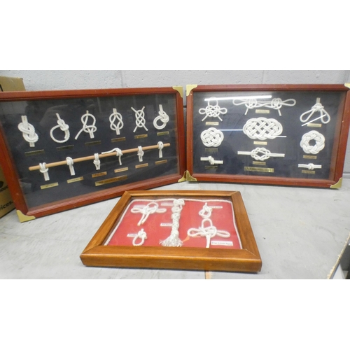 1099 - Three framed mariner knots displays **PLEASE NOTE THIS LOT IS NOT ELIGIBLE FOR POSTING AND PACKING**