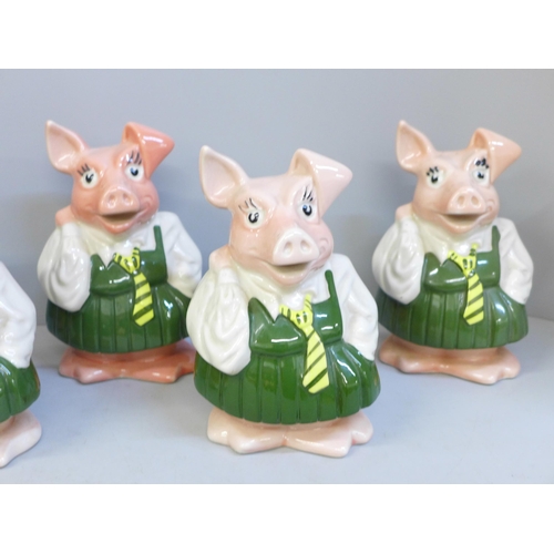 610 - Six Nat West Annabel pig money banks, one without stopper