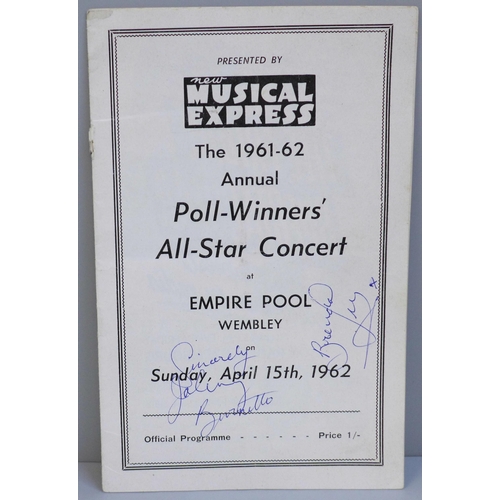 618 - Pop music; Johnnie Ray, Brenda Lee signed programme, New Musical Express Awards 1961-62