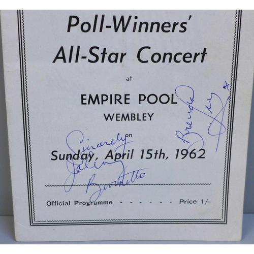 618 - Pop music; Johnnie Ray, Brenda Lee signed programme, New Musical Express Awards 1961-62