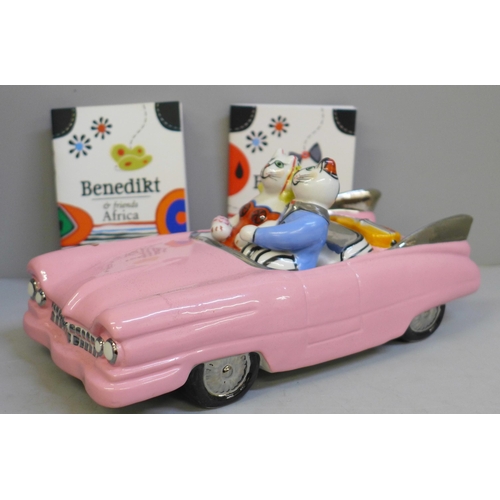 632 - A Villeroy & Boch Benedikt and Friends Oldtimer Pink automobile, 24cm, with box and papers