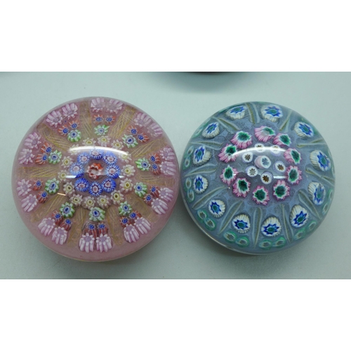 634 - Four Millefiori glass paperweights