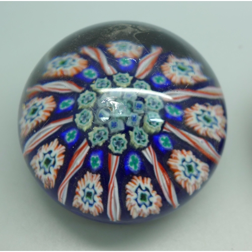 634 - Four Millefiori glass paperweights