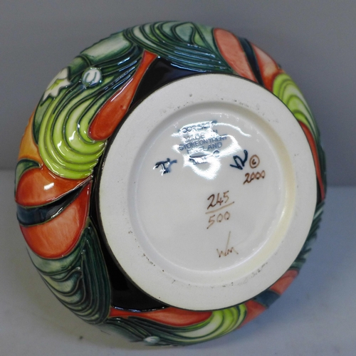 635 - A limited edition Moorcroft Lily of The Valley vase, 245/500, 10.5cm