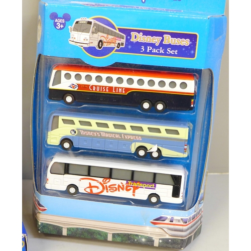 639 - Two Disney World boxed die-cast toy sets; Big Thunder Mountain Railroad and a Disney Buses 3 Pack Se... 