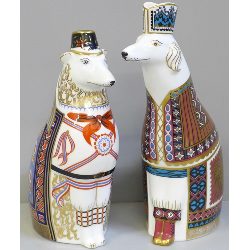 641 - Two Royal Crown Derby National Dog paperweights, Afghan and Borzoi, second quality