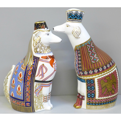 641 - Two Royal Crown Derby National Dog paperweights, Afghan and Borzoi, second quality