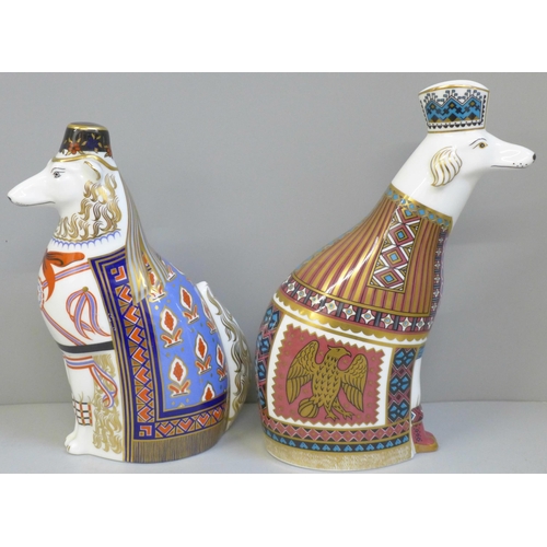 641 - Two Royal Crown Derby National Dog paperweights, Afghan and Borzoi, second quality