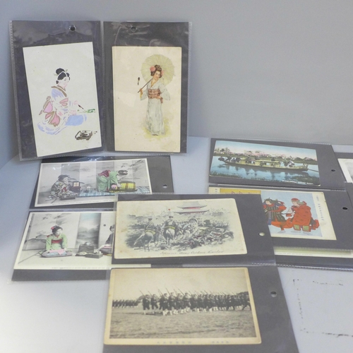 646 - Fifty-two early 20th Century Japanese postcards, 1904 onwards