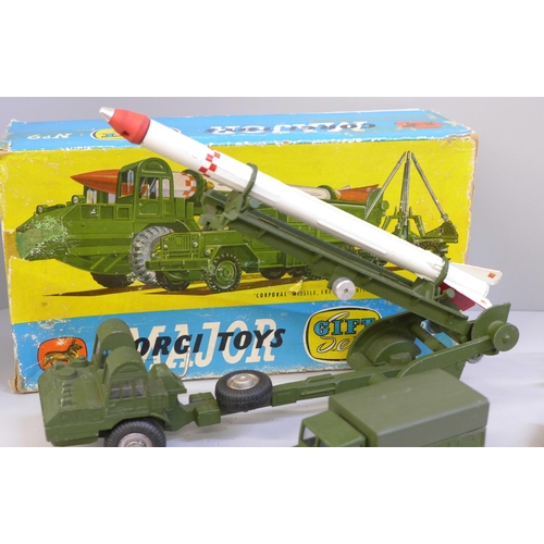 655 - A Corgi Major Toys No. 9 Gift Set; a Corporate missile, erector vehicle, launcher and tow truck