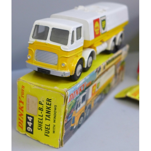 665 - Two Dinky Toys model vehicles; a Shell BP Fuel Tanker 944 and Leyland Dump Truck with Tilt Cab, 925 ... 