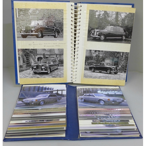 670 - Two albums of promotional car photographs; Rolls-Royce (71) and Ford (38)