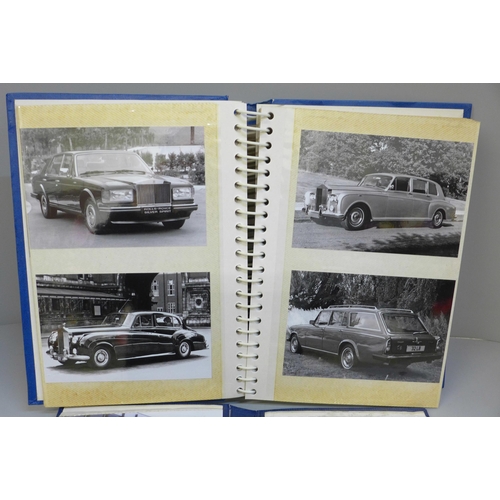 670 - Two albums of promotional car photographs; Rolls-Royce (71) and Ford (38)