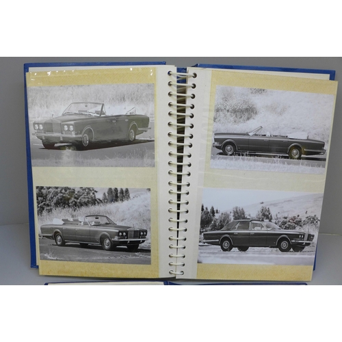 670 - Two albums of promotional car photographs; Rolls-Royce (71) and Ford (38)