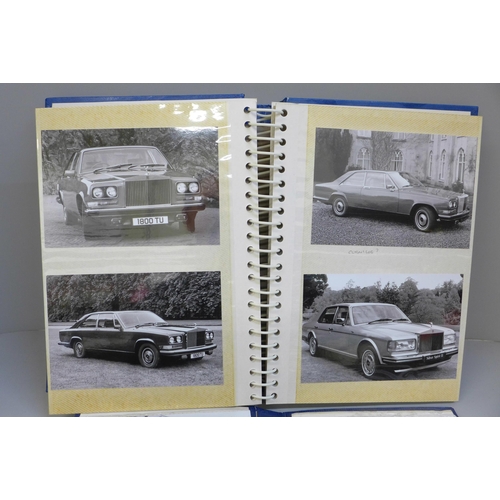 670 - Two albums of promotional car photographs; Rolls-Royce (71) and Ford (38)