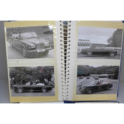 670 - Two albums of promotional car photographs; Rolls-Royce (71) and Ford (38)