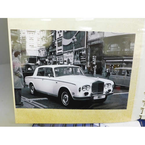 670 - Two albums of promotional car photographs; Rolls-Royce (71) and Ford (38)