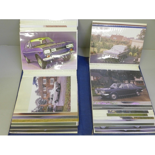 670 - Two albums of promotional car photographs; Rolls-Royce (71) and Ford (38)