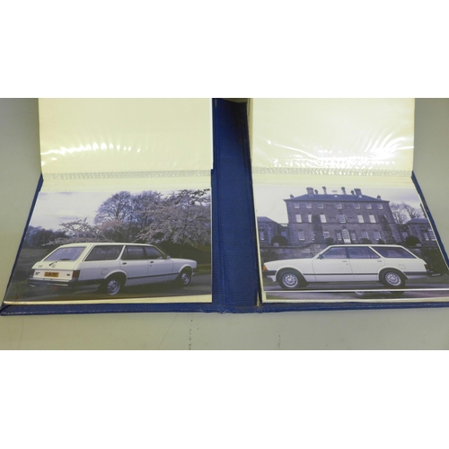 670 - Two albums of promotional car photographs; Rolls-Royce (71) and Ford (38)