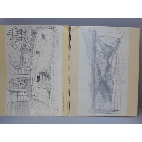 672 - A 1980s sketchbook, people, places, etc., including Bulawayo, Zimbabwe, Harare Airport, etc.