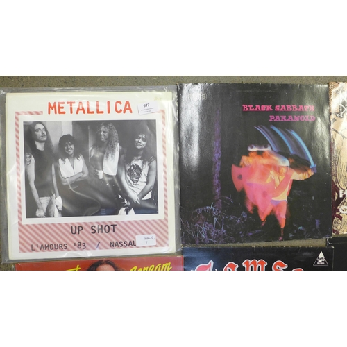 677 - A collection of sixteen LP records including Metallica Up Shot, bootleg, Napalm Death Harmony Corrup... 