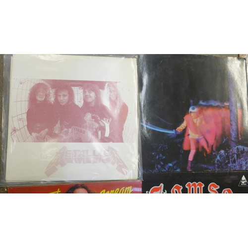 677 - A collection of sixteen LP records including Metallica Up Shot, bootleg, Napalm Death Harmony Corrup... 