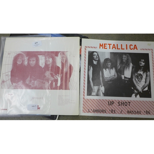 677 - A collection of sixteen LP records including Metallica Up Shot, bootleg, Napalm Death Harmony Corrup... 