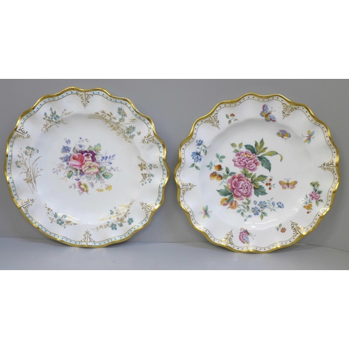 692 - Two Royal Crown Derby wavy edge plates, Derby Days and Normandie