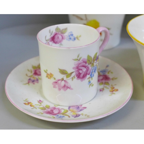 714 - A collection of Shelley china including three cream jugs, a Phlox pattern cup, saucer and sugar bowl... 