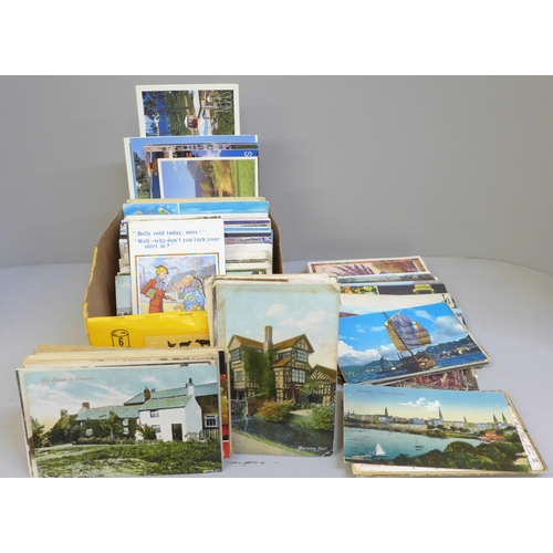 716 - Postcards; a box of postcards, vintage to modern