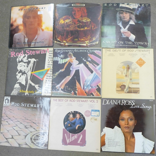 717 - Fourteen Rod Stewart and Diana Ross LP records