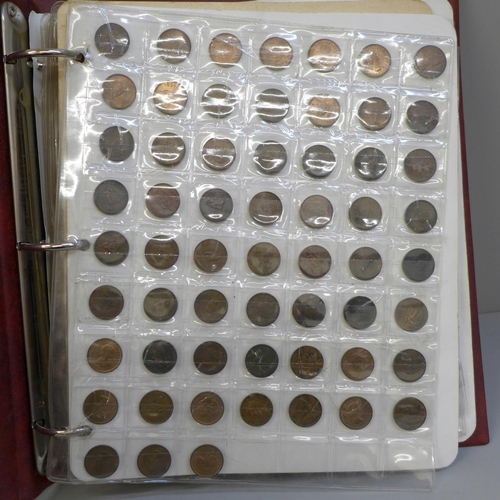 718 - Coins; an album of GB coins, farthings to commemorative crowns, including three cartwheel pennies