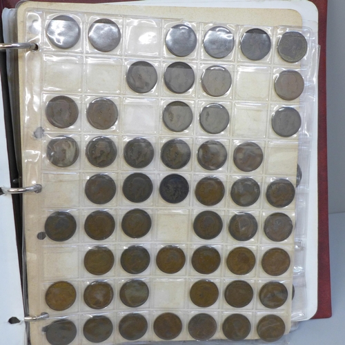 718 - Coins; an album of GB coins, farthings to commemorative crowns, including three cartwheel pennies